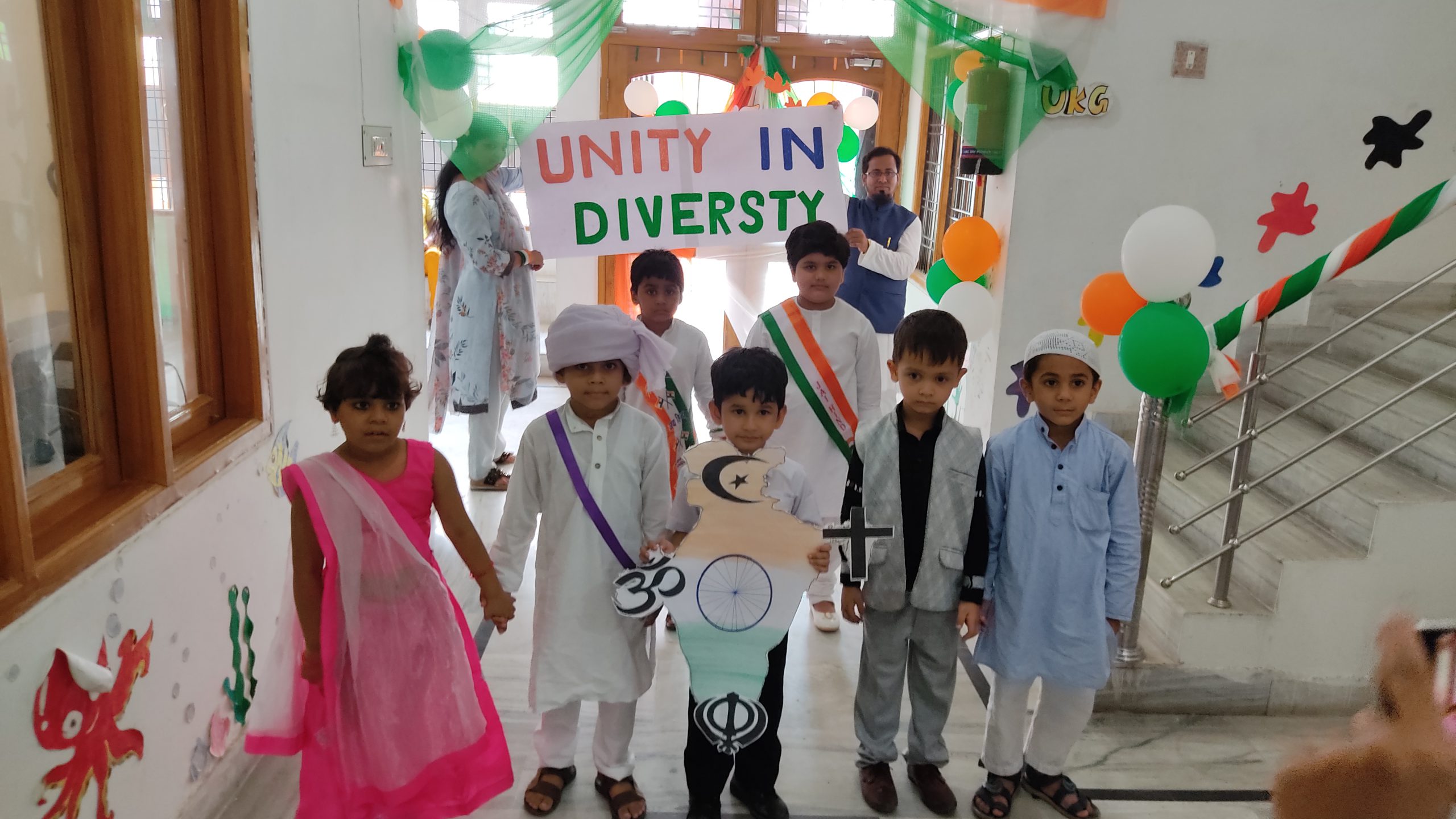 Young children celebrating Unity in Diversity at Pinnacle Playway School in traditional attire